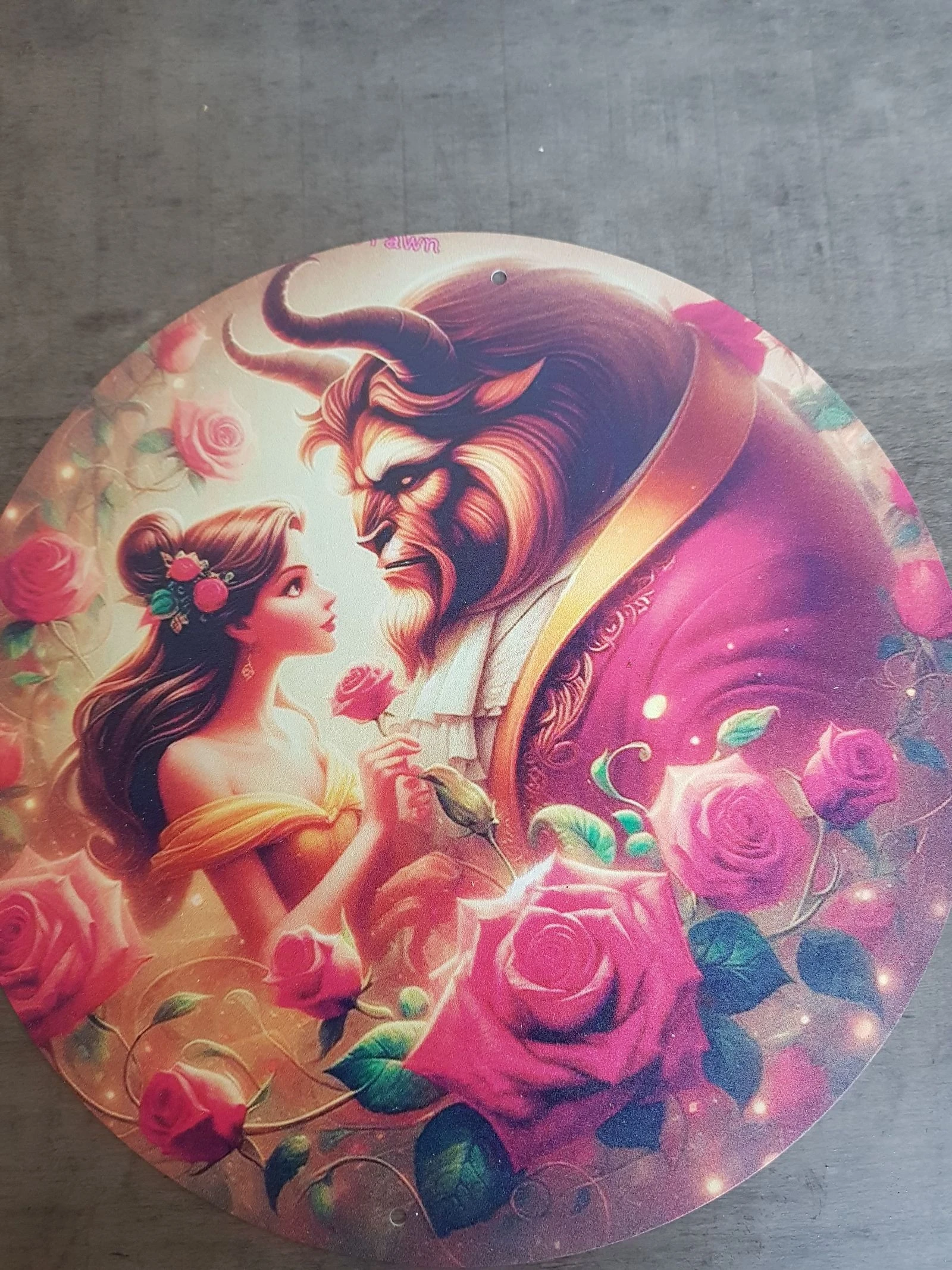 Plaque deco "La belle et la bête "